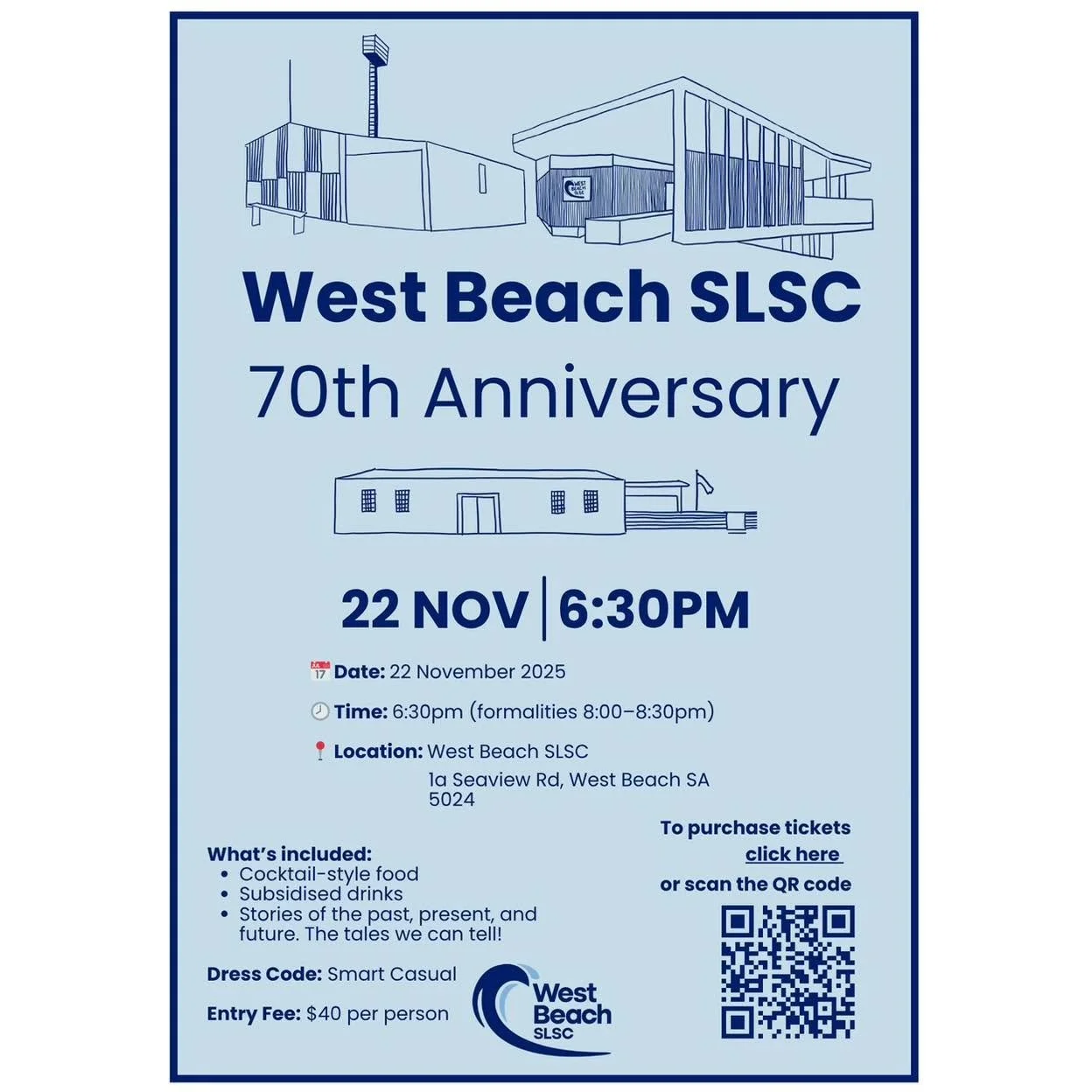 💙WEST BEACH SLSC 70th ANNIVERSARY 🩵

On November 30th, 2025, it will be 70 years since a meeting was convened by the Mayor of the City of Henley and Grange to establish a new Life Saving Club at West Beach 🌊 

From the humble tin shed in the sand 