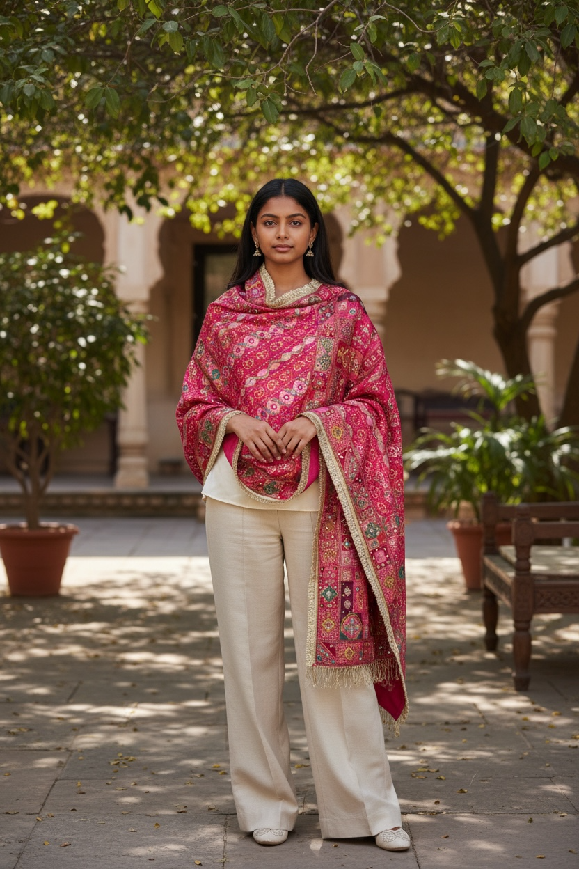 Jaipuri Mirror Work Dupatta