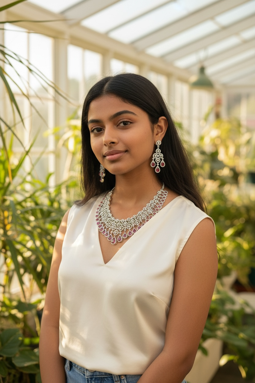 American Diamond Set with Hanging Earrings