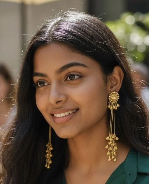 Kashmiri Earrings with Single Stone