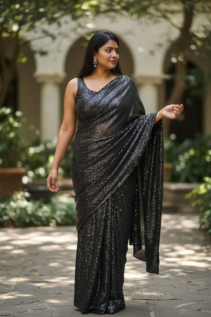 Black Readymade Sari