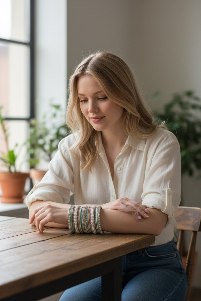 Multi Pastel Bangles with Silver Kade