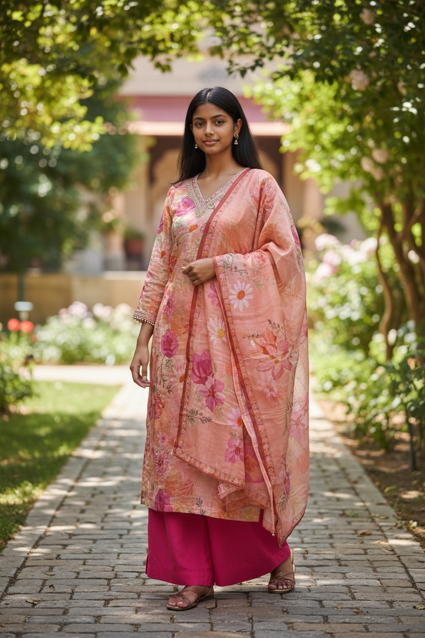 Shimmer Floral Suit with pant