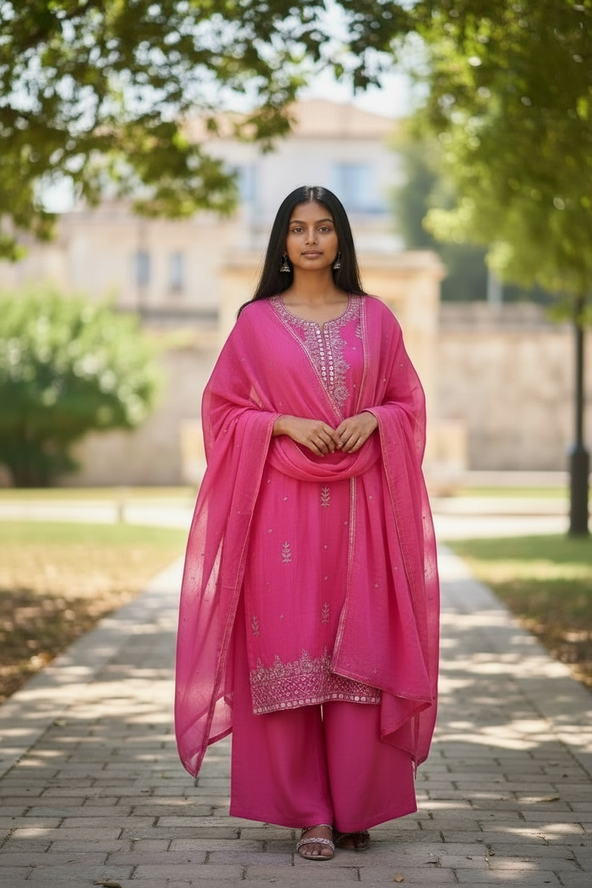 Pink Handwork Sharara Suit