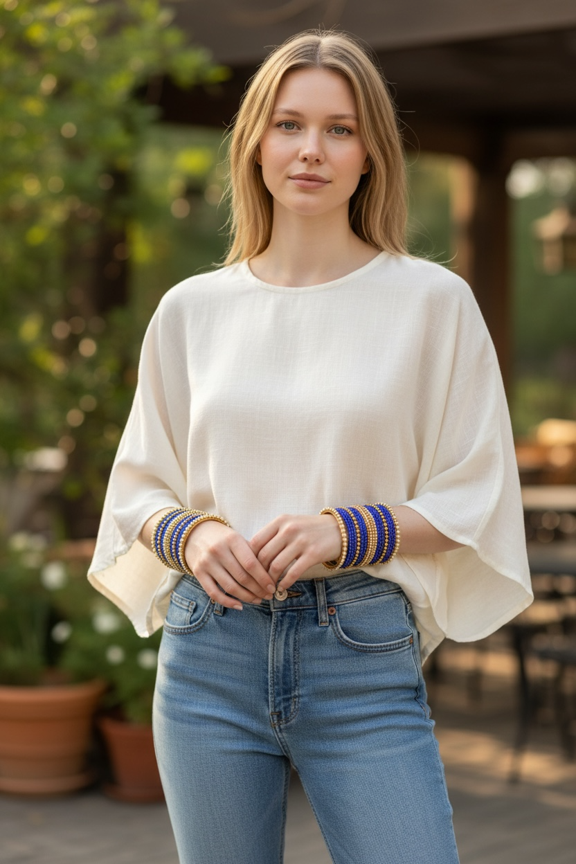 Royal Blue Metal Bangles with Pearl and Stone Kade