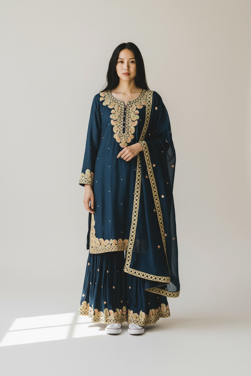 Peacock colour Gharara Suit