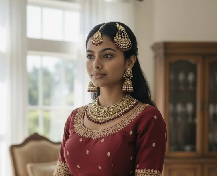 Polki Maroon Bridal Passa Set