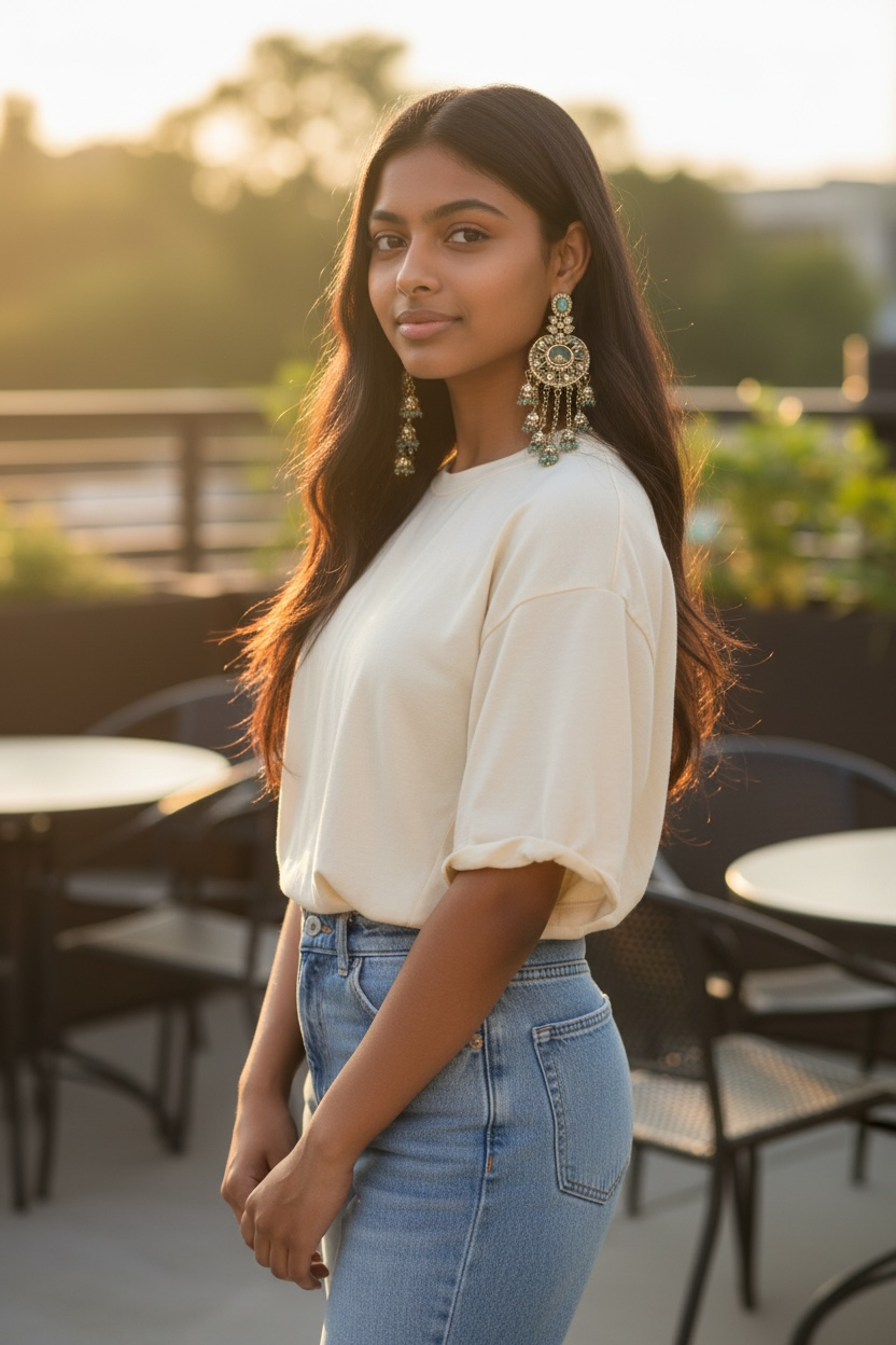Earrings with hanging jumkis