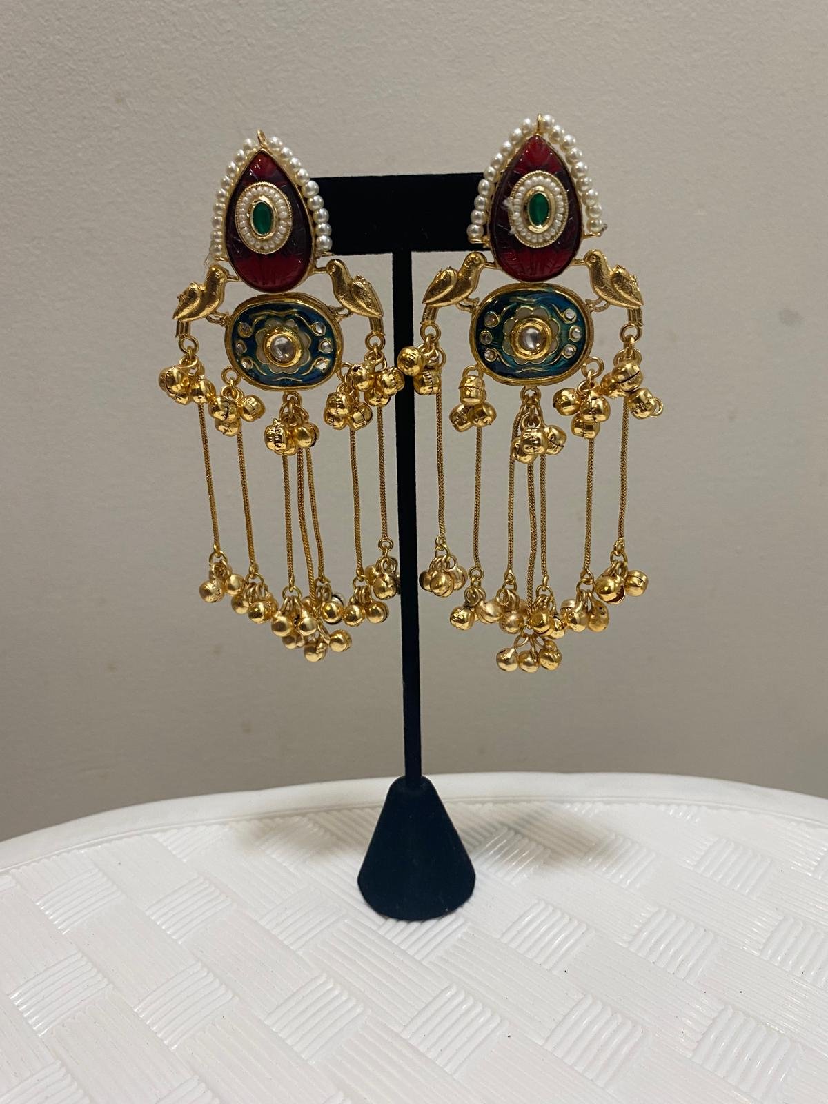 Multi bell earrings with birds