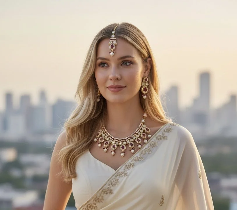 Kundan Necklace  Set with Ruby Stones