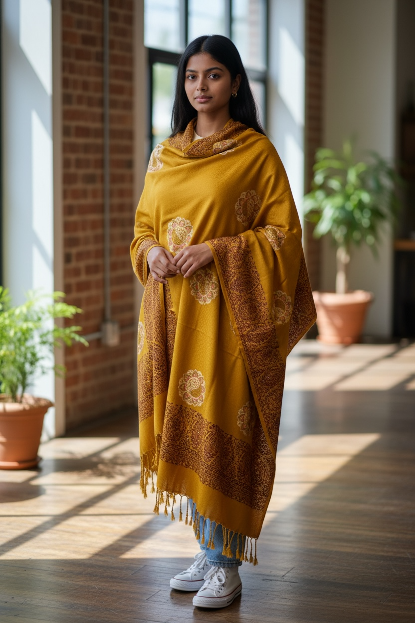 Swarovski and Thread Work Border Shawl