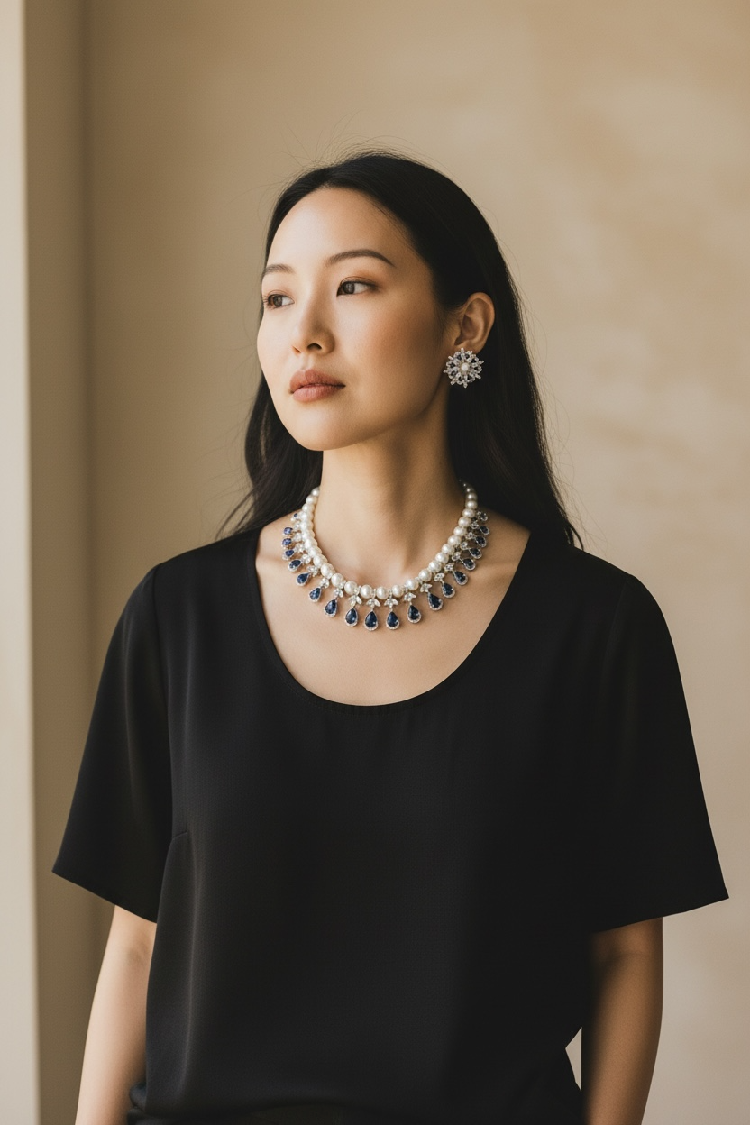 American Diamond Pearl Sets