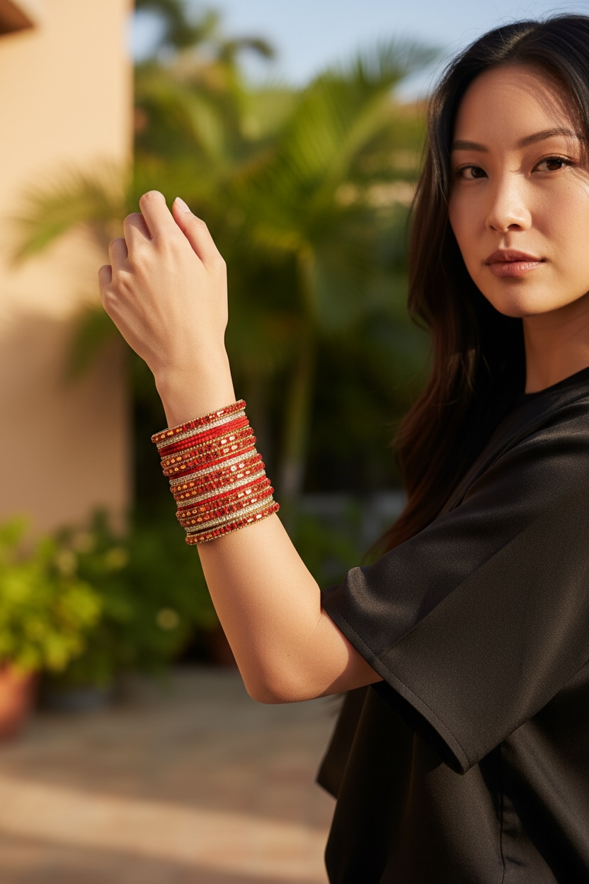 Matte Bangles with Stone and Glitter Kare Size 2.10