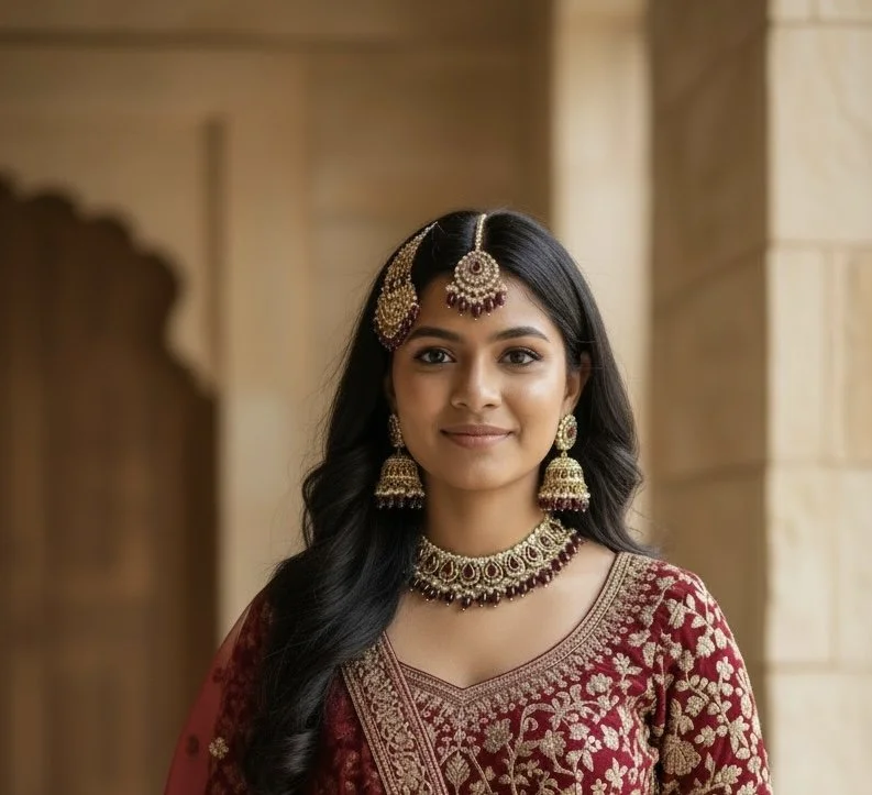 Dark Maroon Passa Set with Sahara Jumki