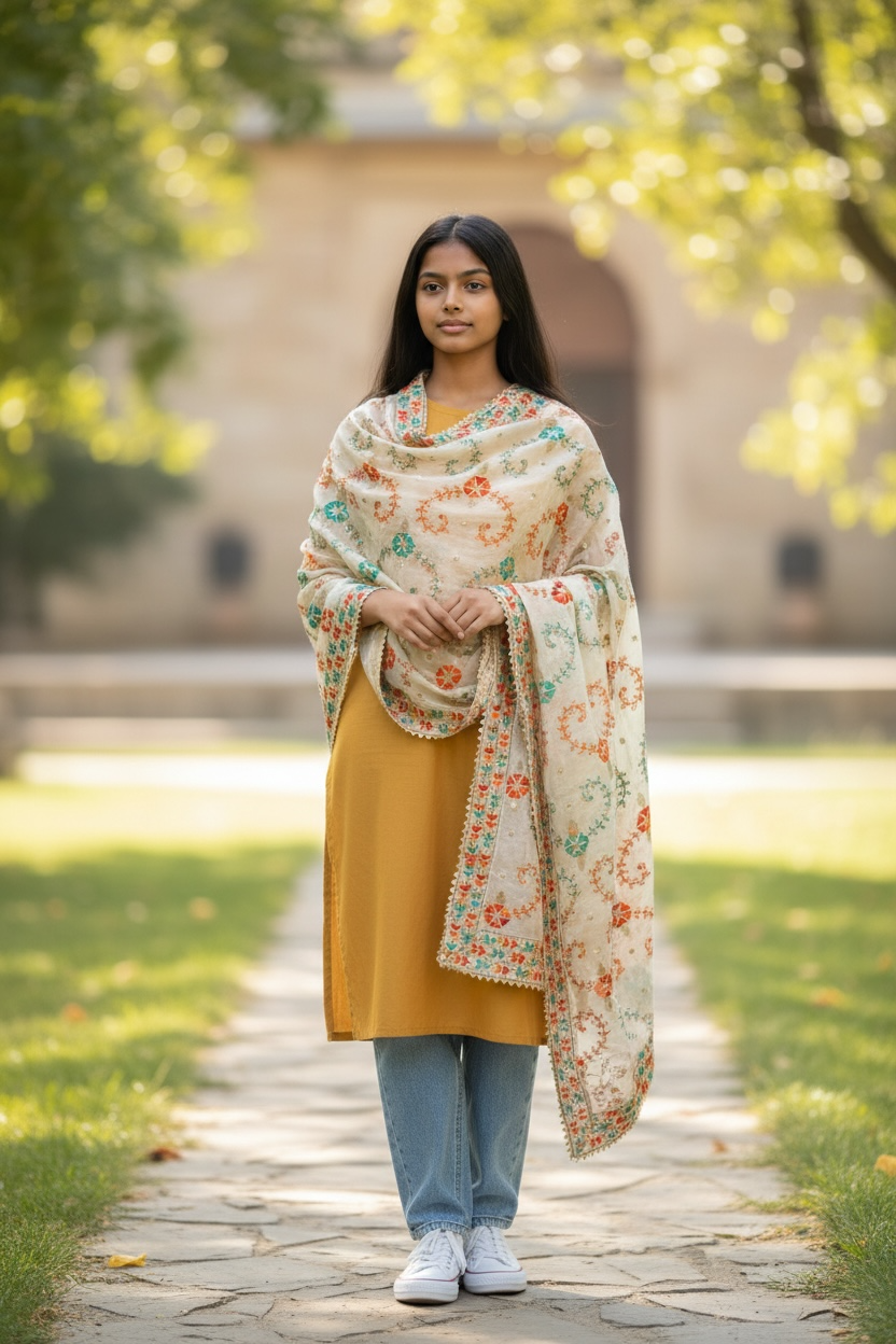 Light Mint Handwork Dupatta