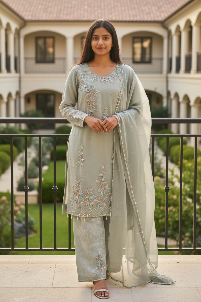 Plazzo Suit with knots and stone work