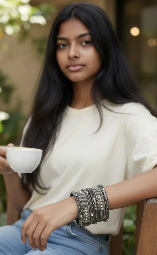 Grey Metal Bangles with Stone work