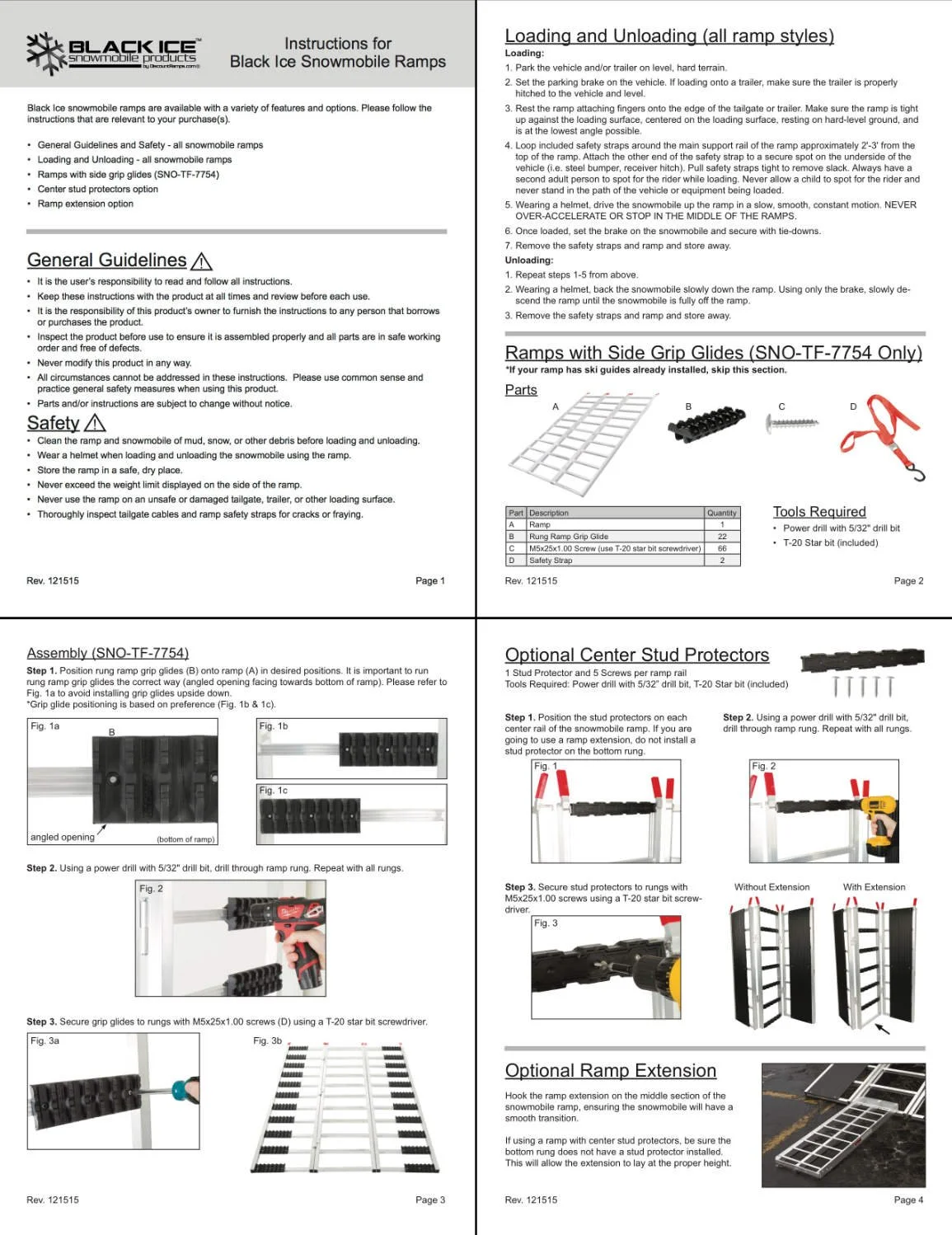 Instruction manual for series of snowmobile ramps