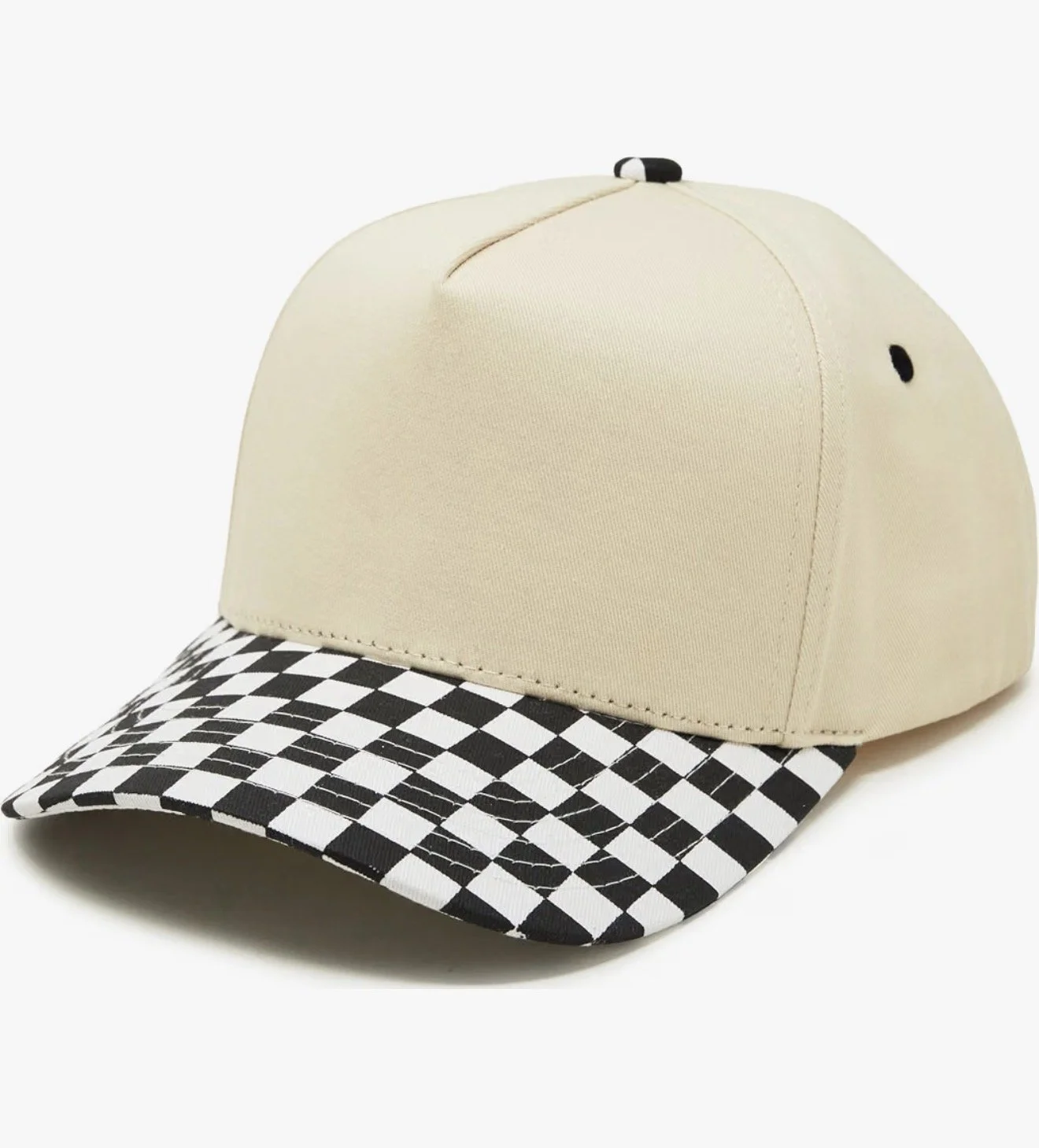 CHECKERED & NATURAL SNAPBACK HAT