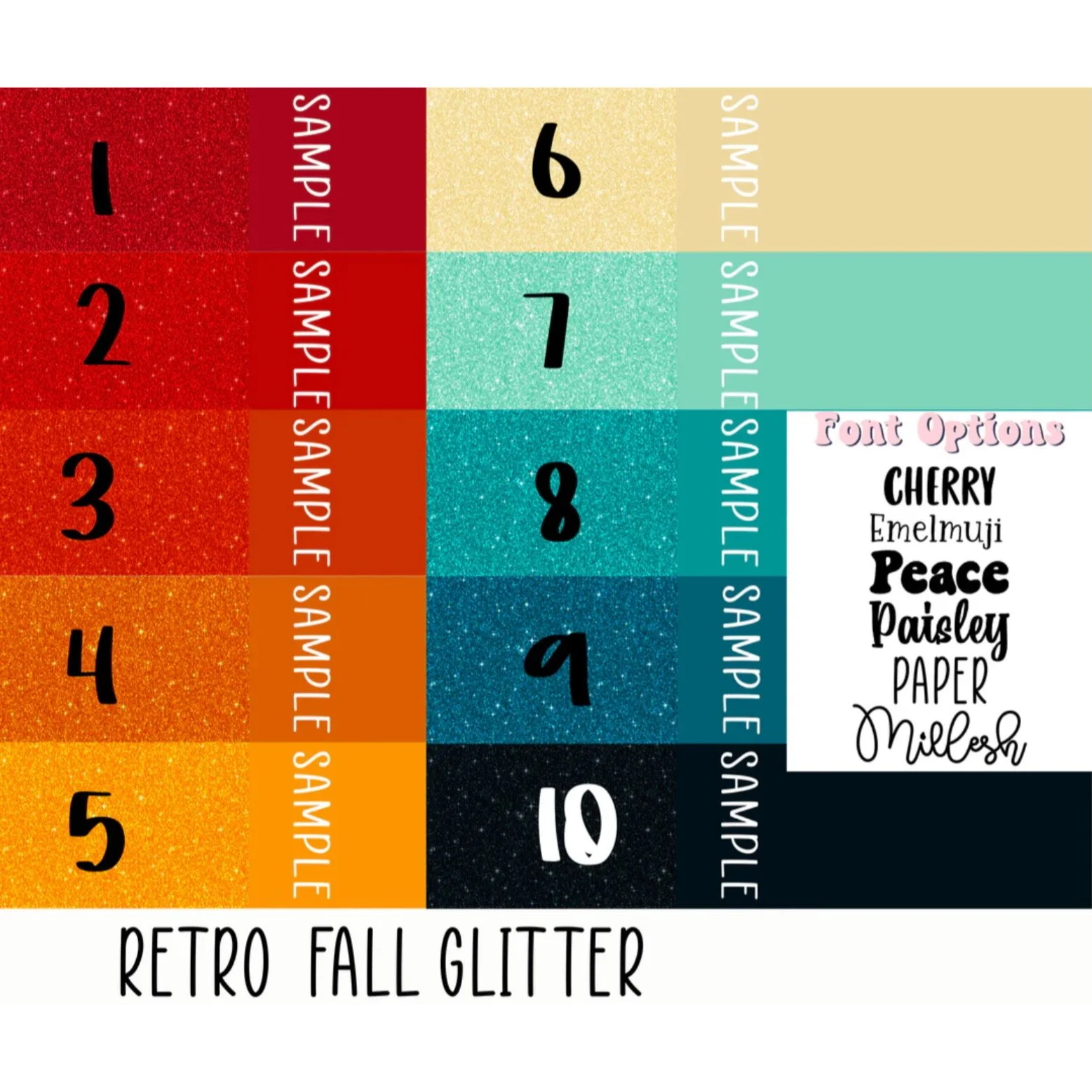 RETRO FALL GLITTER NAME BOWS