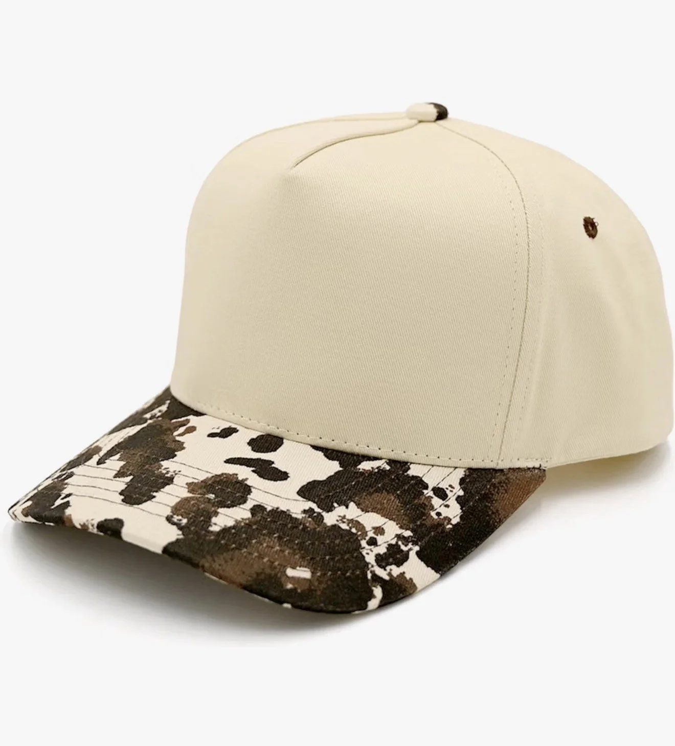 COWHIDE & NATURAL SNAPBACK HAT