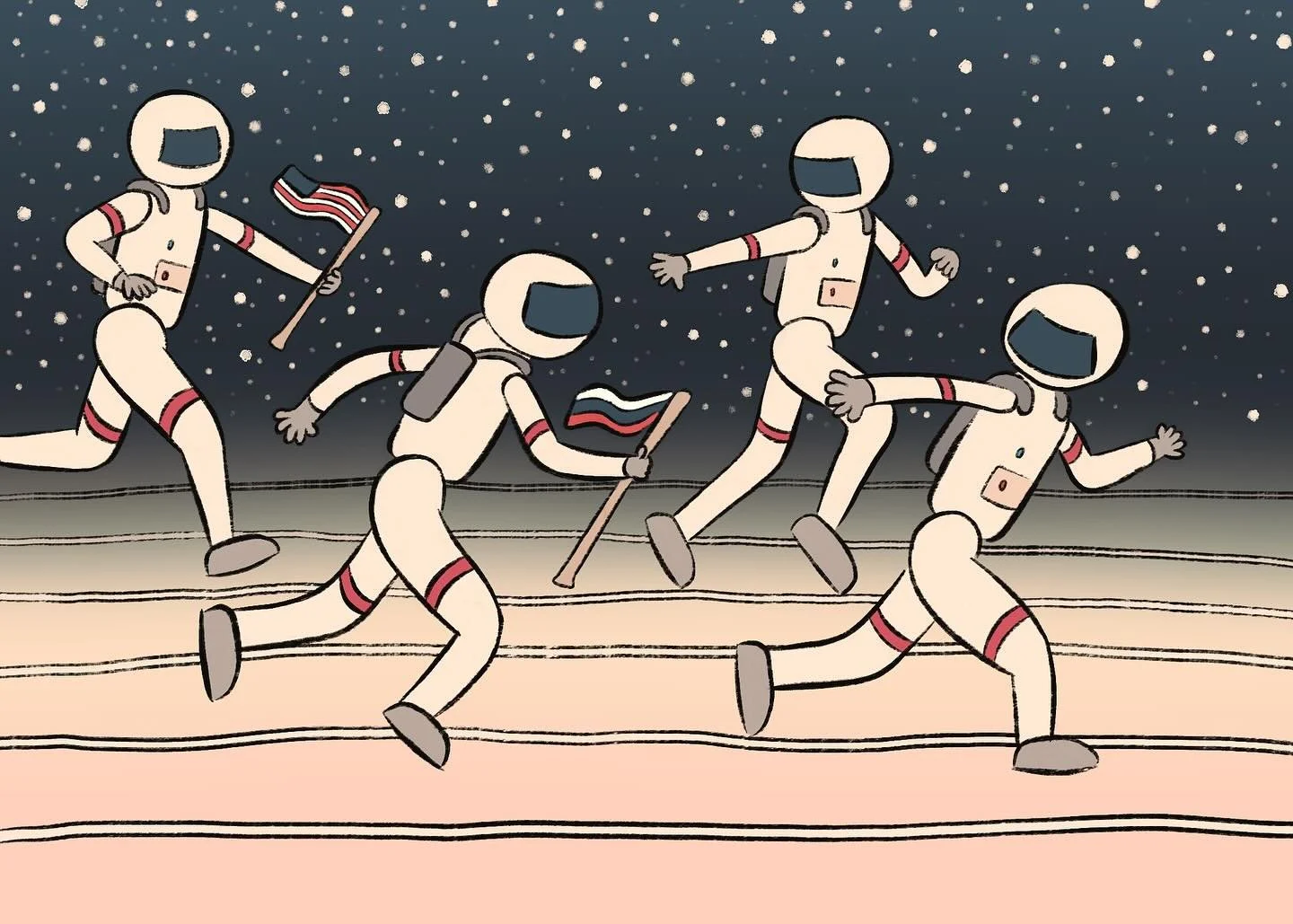 GPTD Project 2. Editorial 🪐 @mikelowerystudio 

Had to choose an article to add an illustration to - mine was about the moon landings 🚀

#gettingpaidtodraw #digitalillustration #space