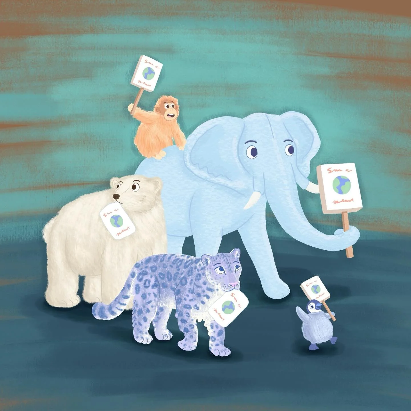 Happy Earth Day 🌍

If wildlife had a voice 🦧🐘🐻&zwj;❄️🐆🐧

Little revamp of an oldie to reshare today ✨

#happyearthday #savetheplanet #endangeredanimals #wildlifeillustration #childrensillustration