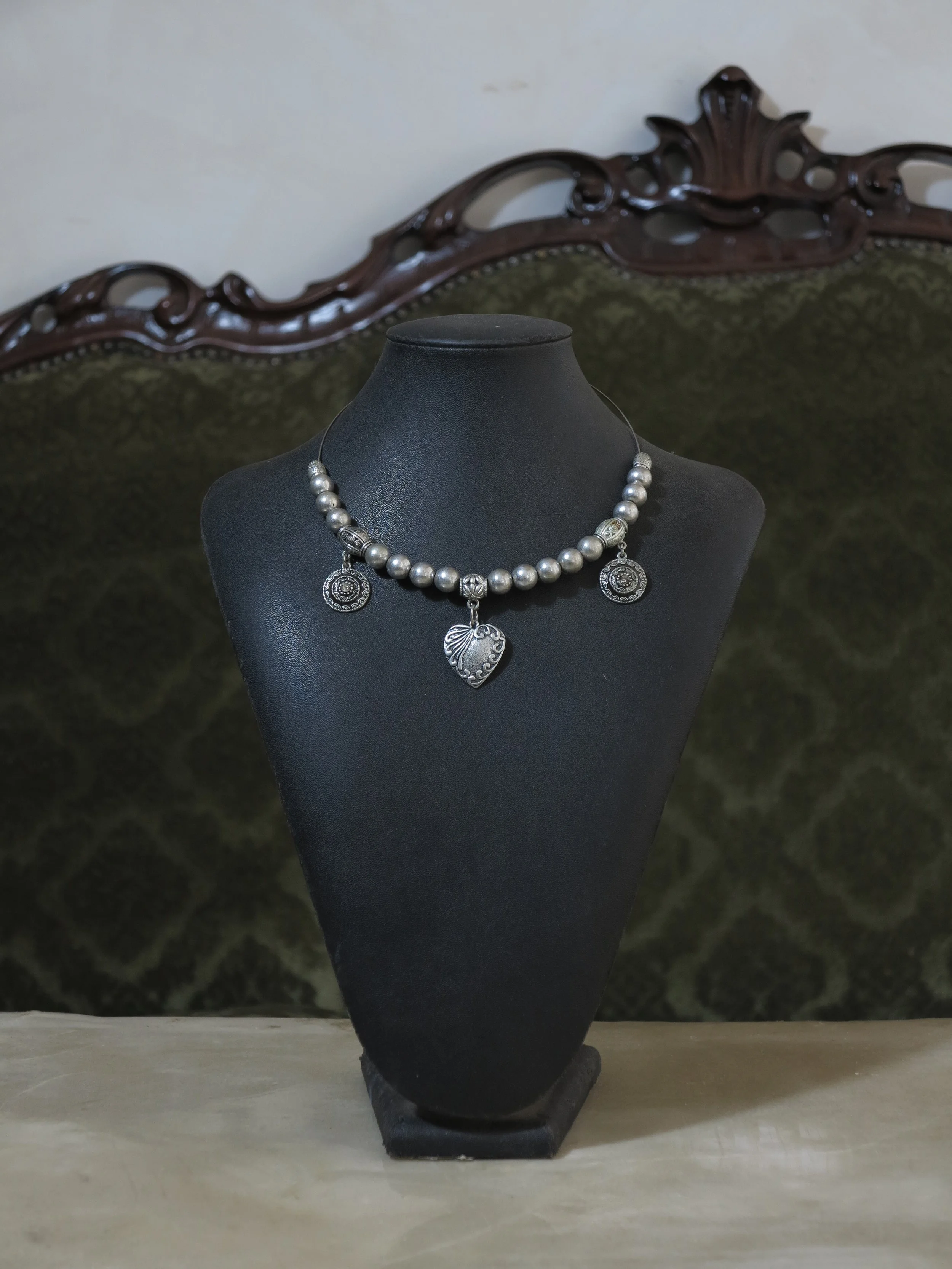 Kraal Silver Heart Necklace