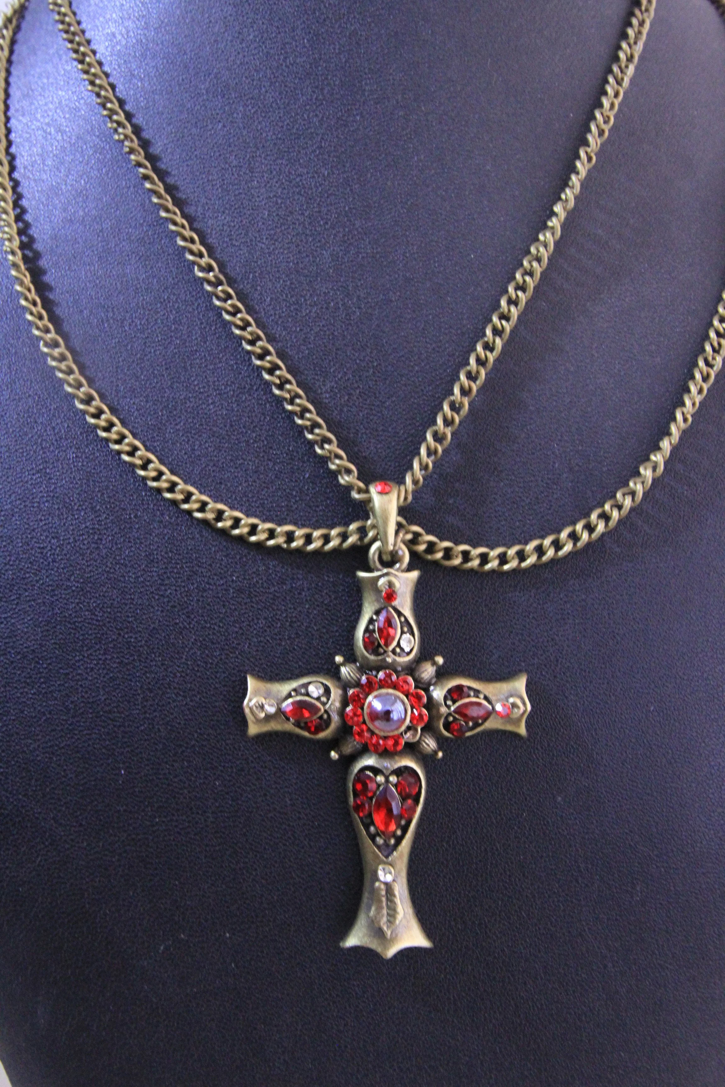 Vanity Cross Drape Chain Necklace