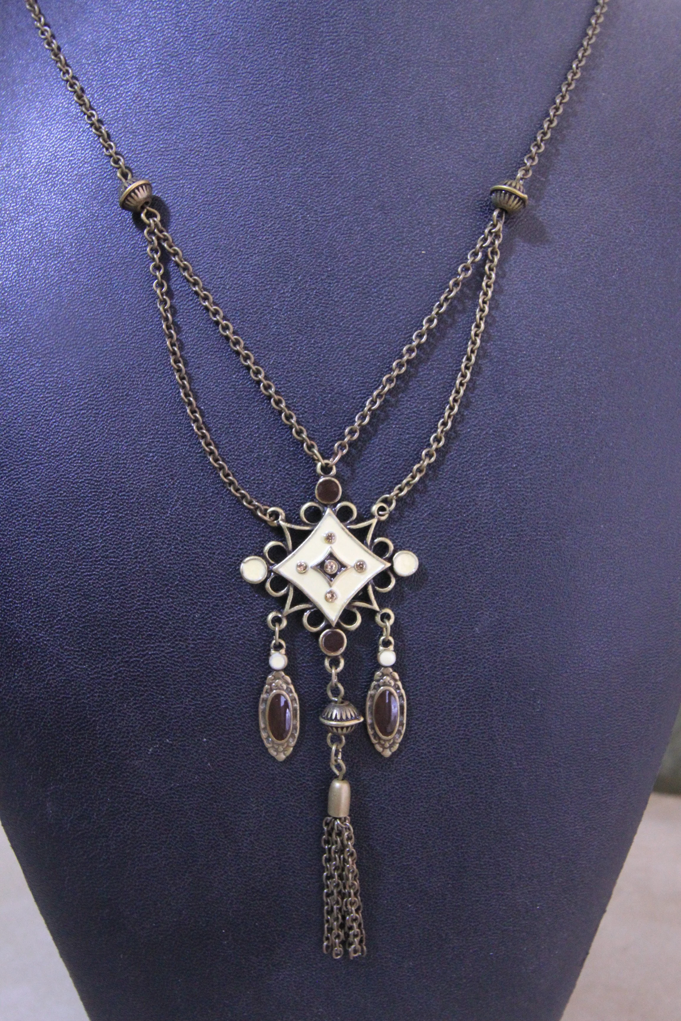 Quadra Tassel Double Chain Necklace
