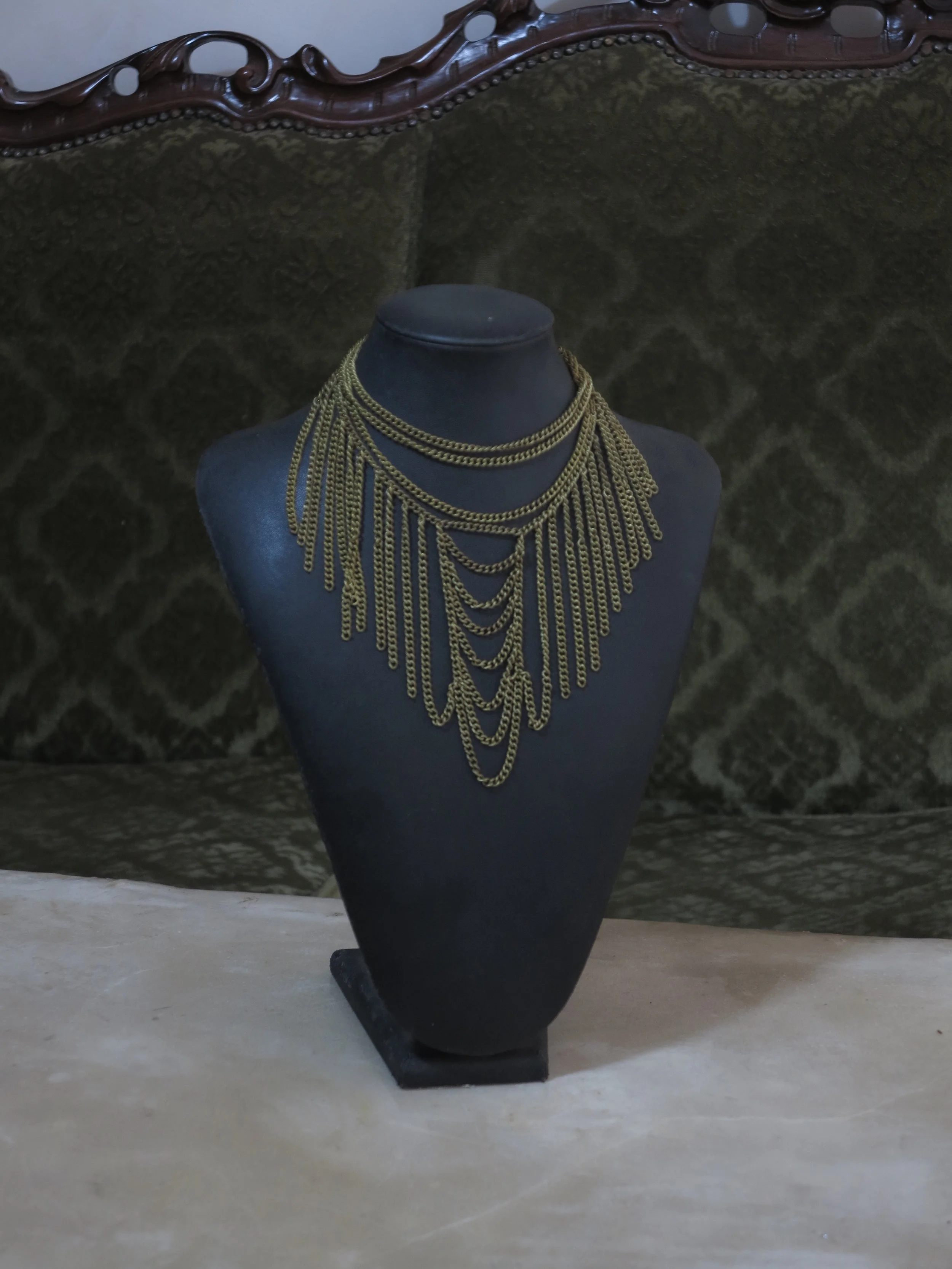 Bronze Handmade Drape Hanging Chain Necklace