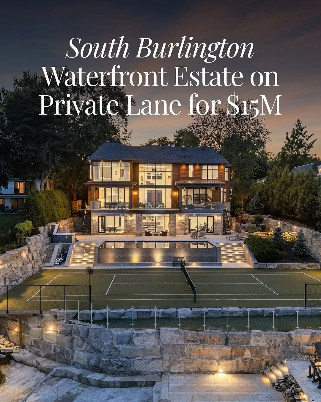 The Haven &ndash; An Exquisite Waterfront Escape in South Burlington. 🌊✨

Nestled on a private laneway, this estate boasts 103 ft of serene shoreline and 11,417 sq ft of luxurious living. Featuring top-tier finishes, enjoy sweeping lake views throug