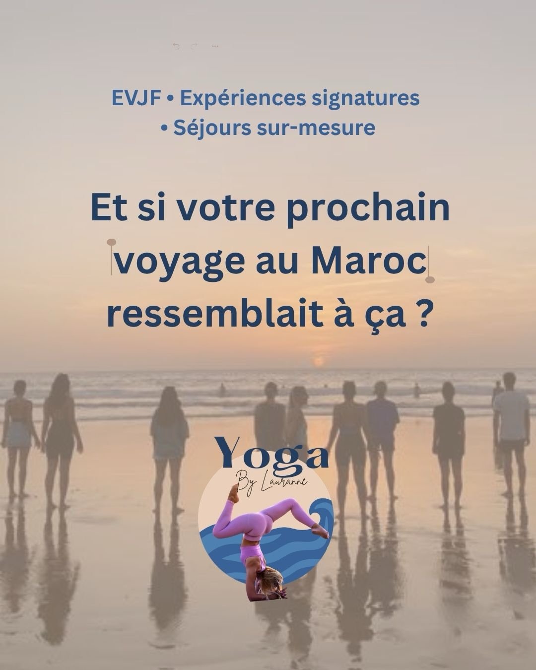 ✨ S&eacute;jours sur-mesure au Maroc ✨

Yoga, surf, hammam, couchers de soleil, cuisine marocaine et moments inoubliables &hellip;🌊
J&rsquo;organise des exp&eacute;riences personnalis&eacute;es &agrave; Agadir, Tamraght &amp; Taghazout pour :
🧘&zwj