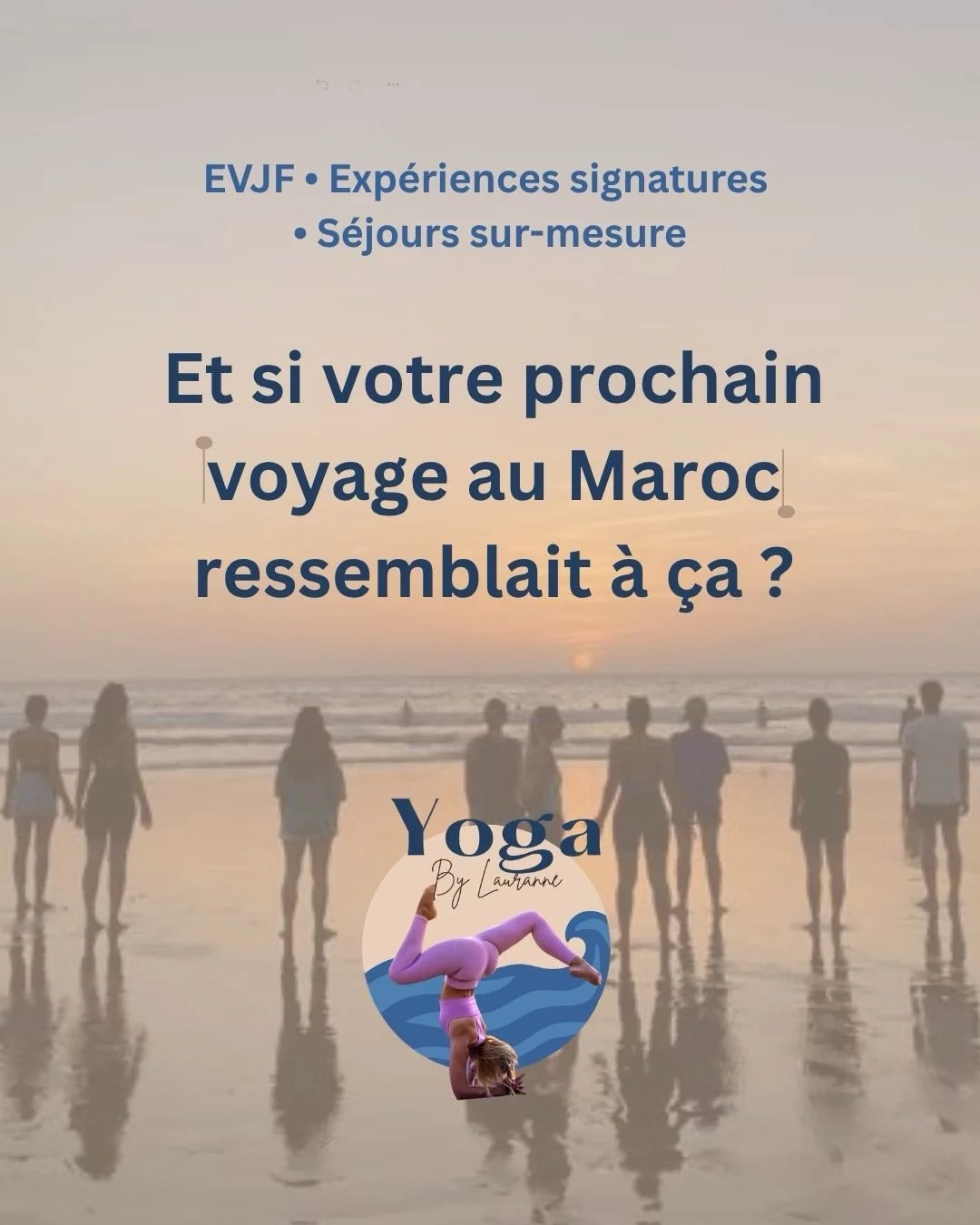 ✨ S&eacute;jours sur-mesure au Maroc ✨

Yoga, surf, hammam, couchers de soleil, cuisine marocaine et moments inoubliables &hellip;🌊
J&rsquo;organise des exp&eacute;riences personnalis&eacute;es &agrave; Agadir, Tamraght &amp; Taghazout pour :
🧘&zwj