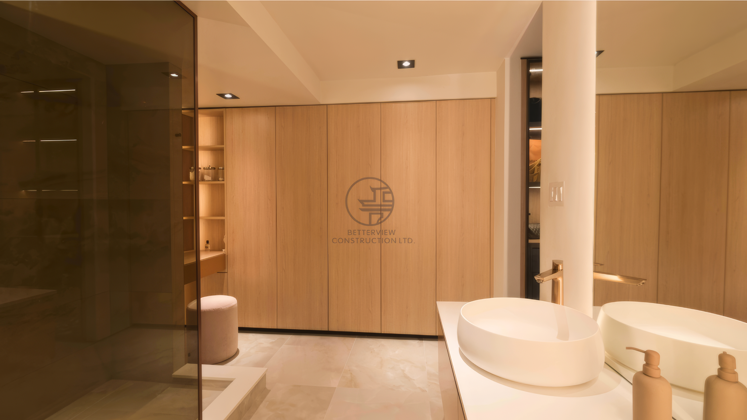 modern bathroom renovation with double vanity in Toronto home