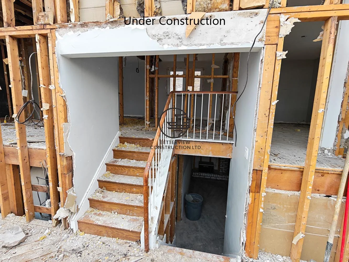 Home demolition in progress for a residential home addition in Toronto, showing structural removal and preparation for a custom home renovation and expansion.