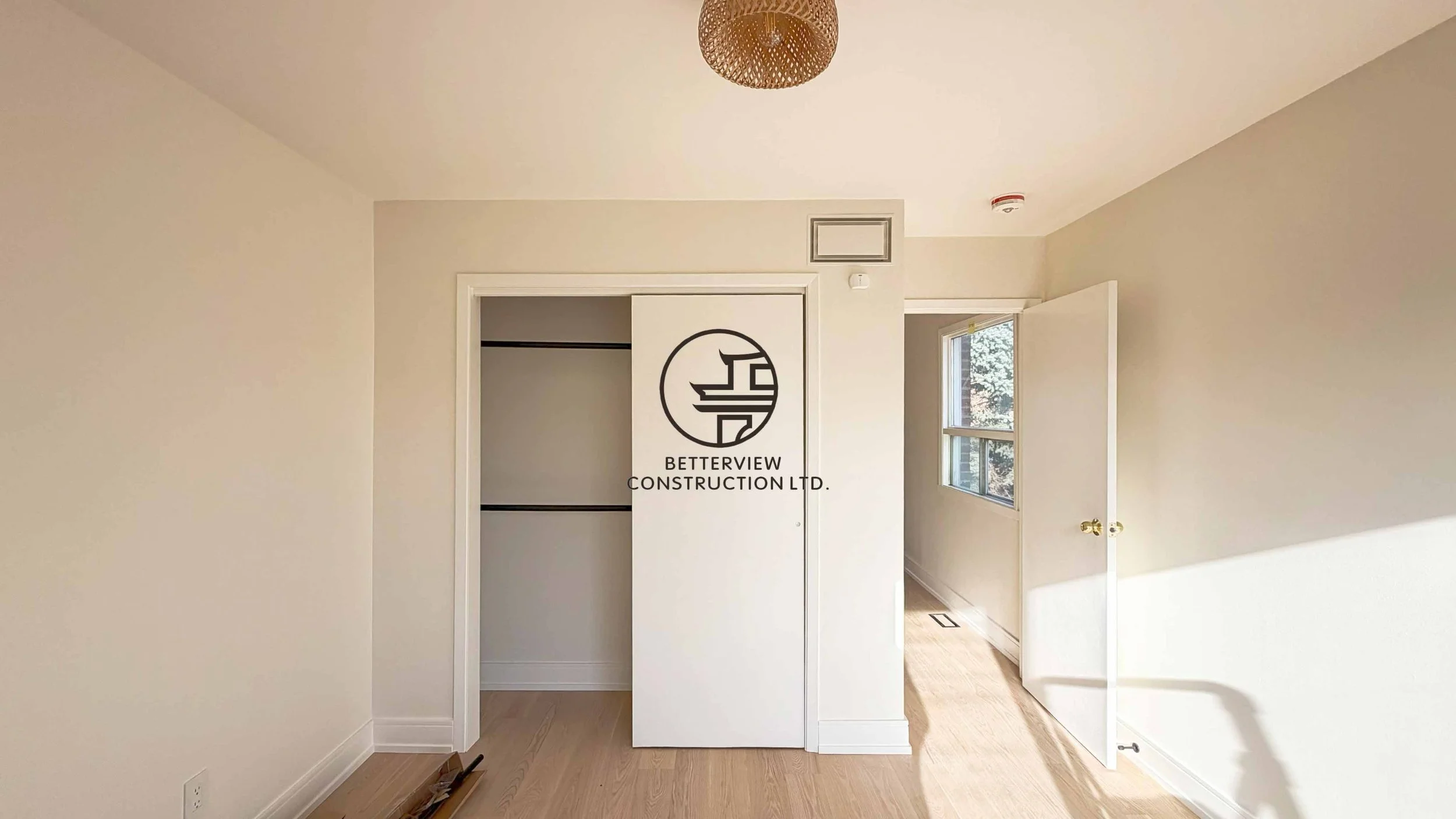 Second-floor bedroom floor replacement by Betterview Construction Ltd., featuring new high-quality flooring with a smooth modern finish, showcasing residential renovation and interior finishing in the Greater Toronto Area.