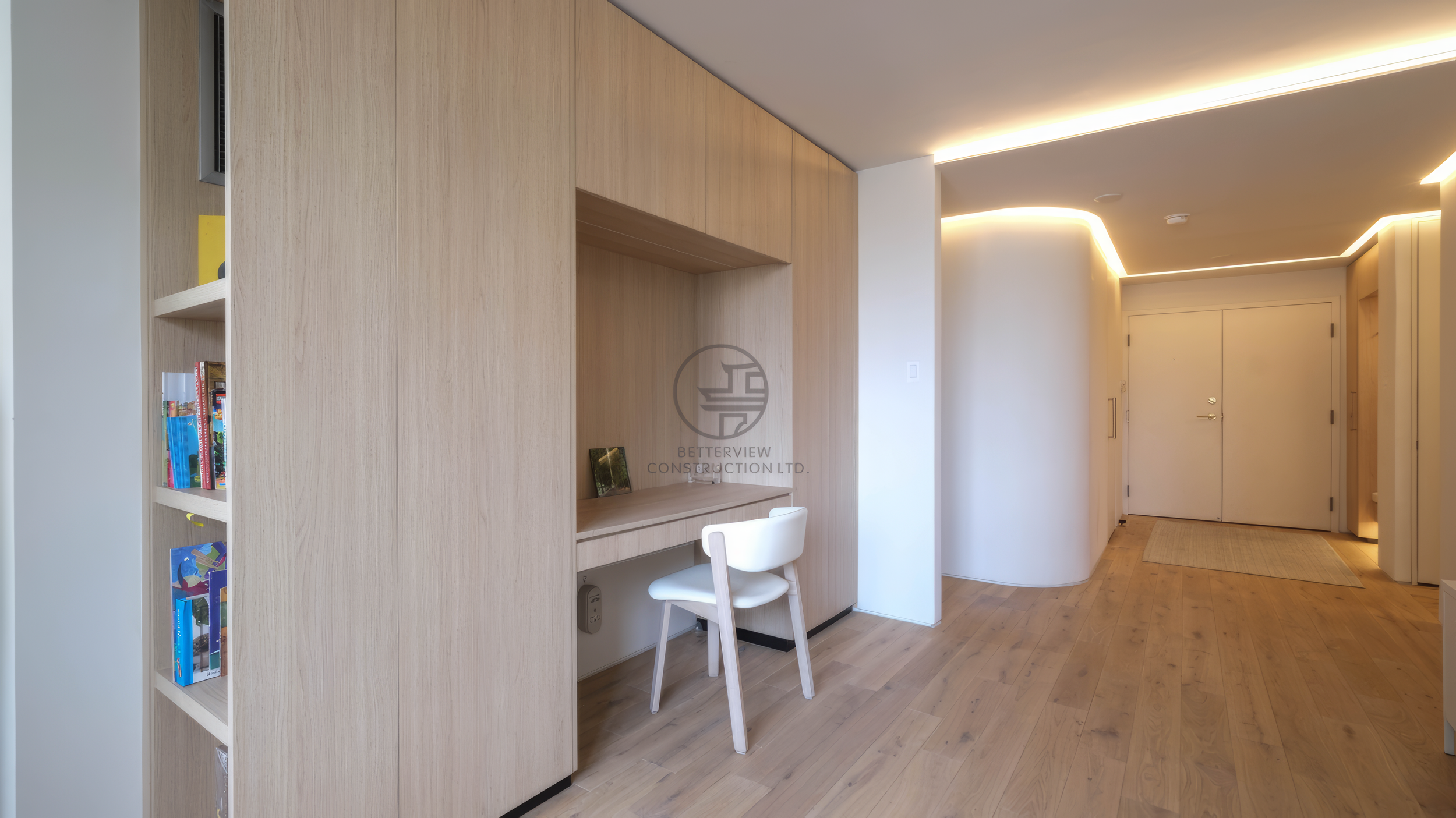 modern hallway with built-in cabinetry in Toronto home renovation