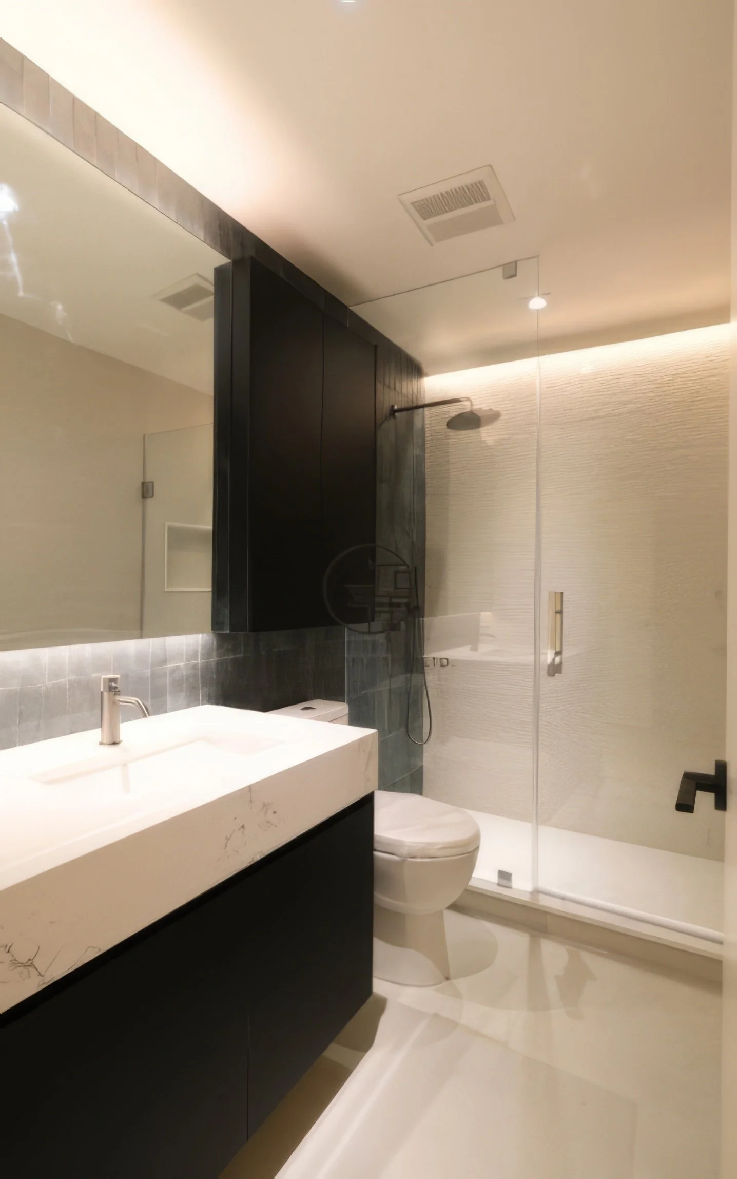 modern bathroom renovation with glass shower enclosure, floating vanity, and minimalist lighting design