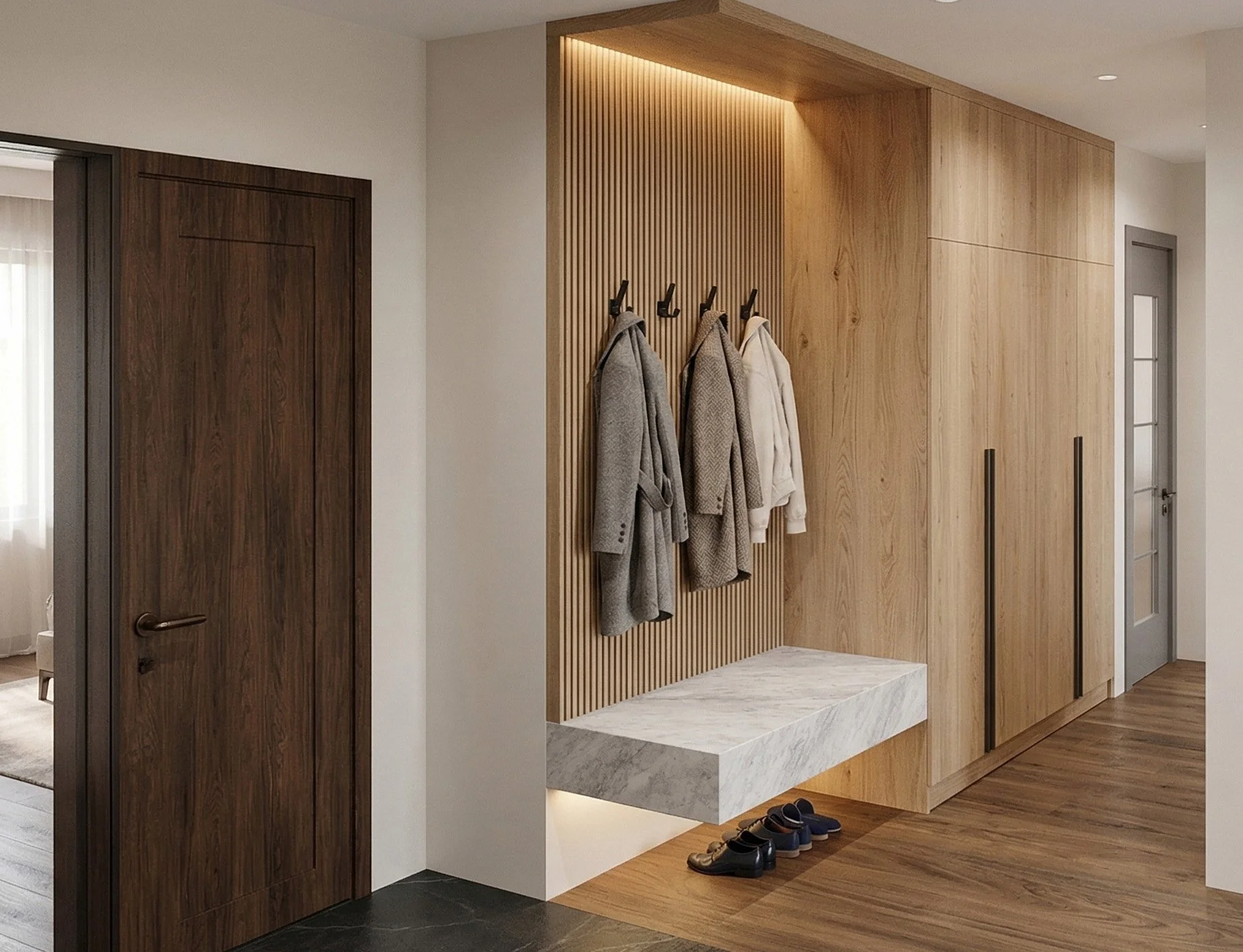 modern-foyer-entryway-custom-wood-closet-marble-bench-coat-hooks-toronto-renovation.jpg.jpg
