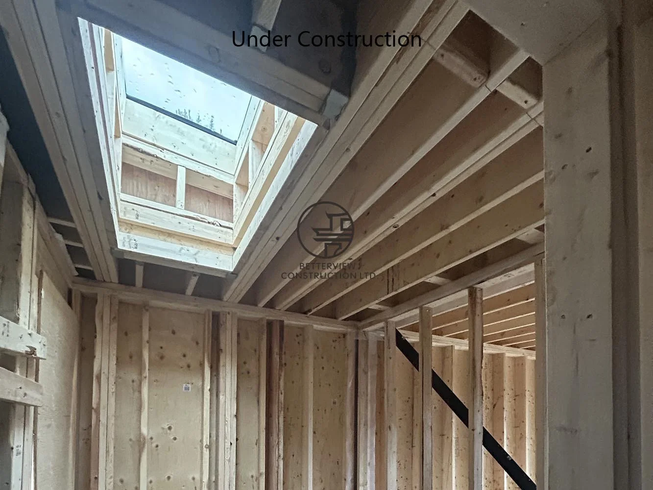 Skylight framed above the open concept addition, bringing abundant natural light into the newly expanded living area.