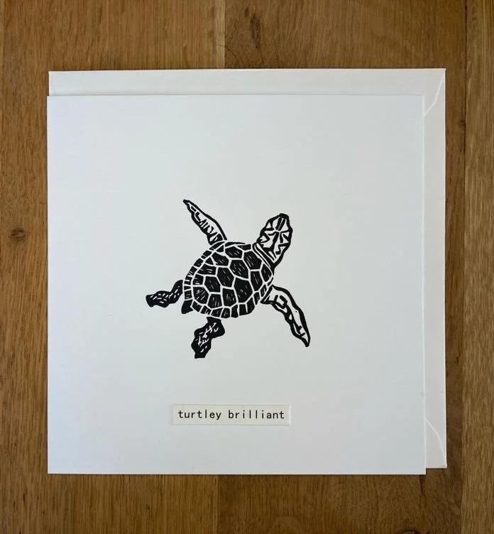 Handmade Charming Turtle Blank Card