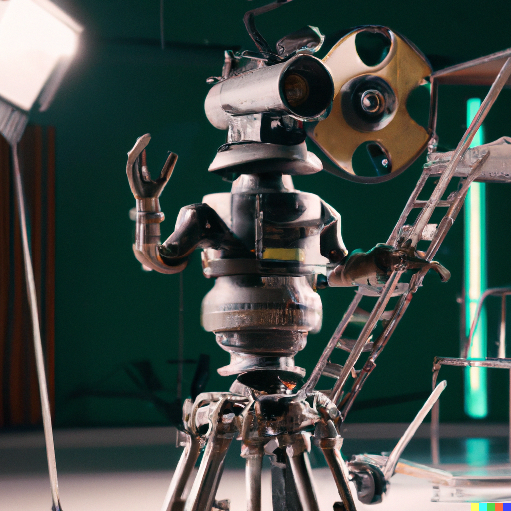 DALL·E 2022-12-26 18.21.46 - friendly robot with a camera working on a professional high quality film set.png