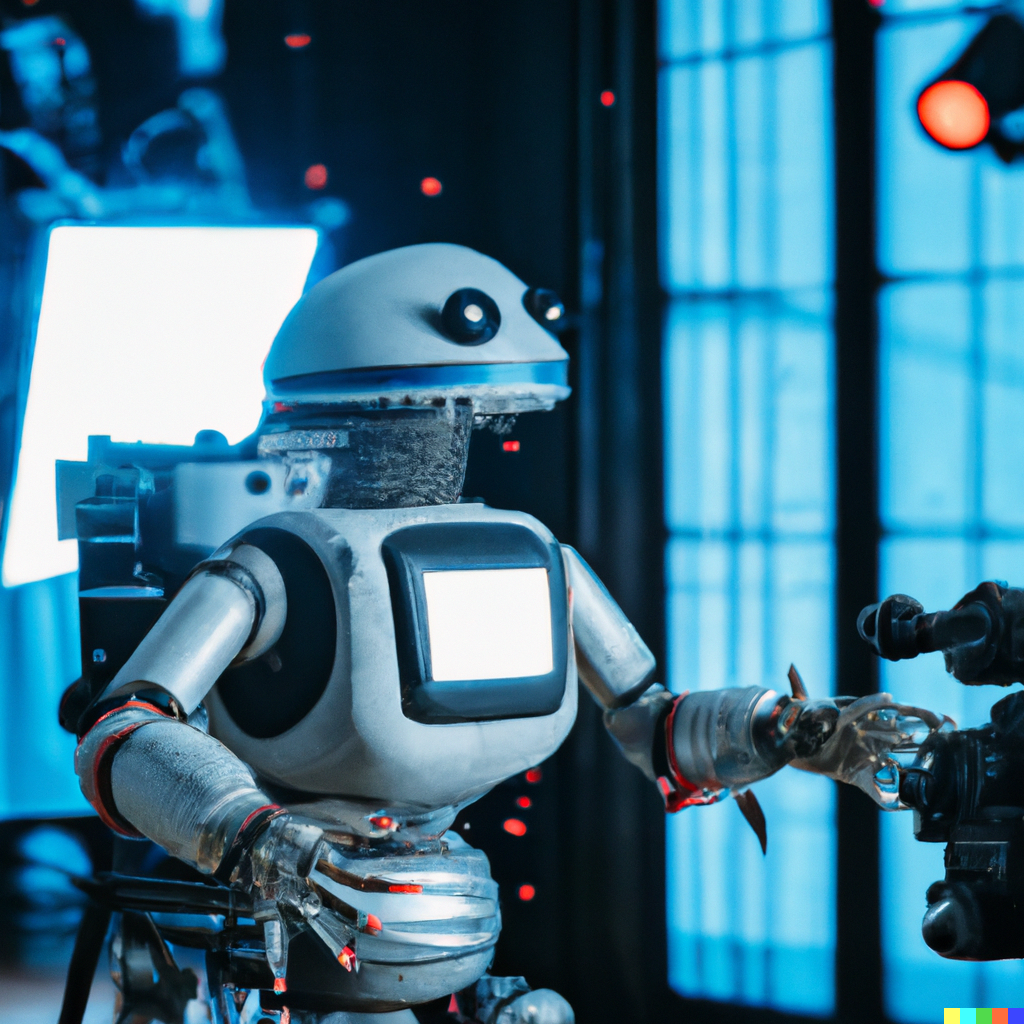 DALL·E 2022-12-26 18.22.02 - friendly ai robot camera operator with a camera and directing on a film set.png