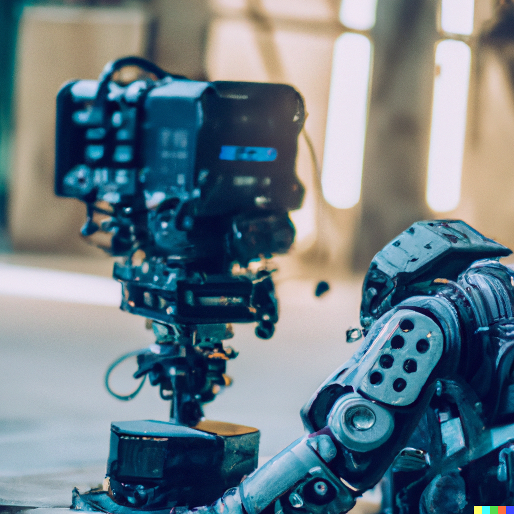 DALL·E 2022-12-26 18.22.34 - ai robot camera operator with a camera working on a film set.png