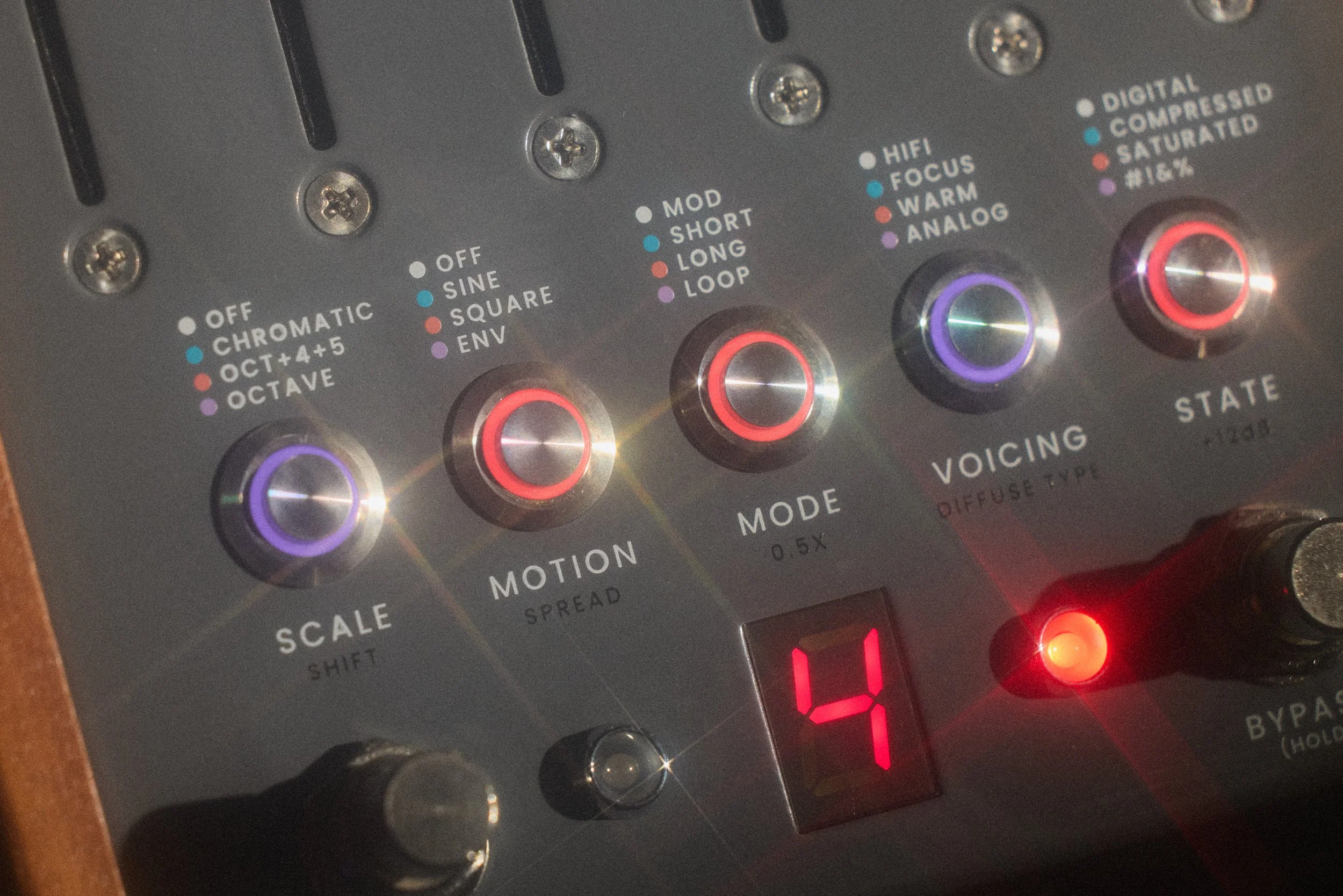 Close up controls of Big Time by Chase Bliss.