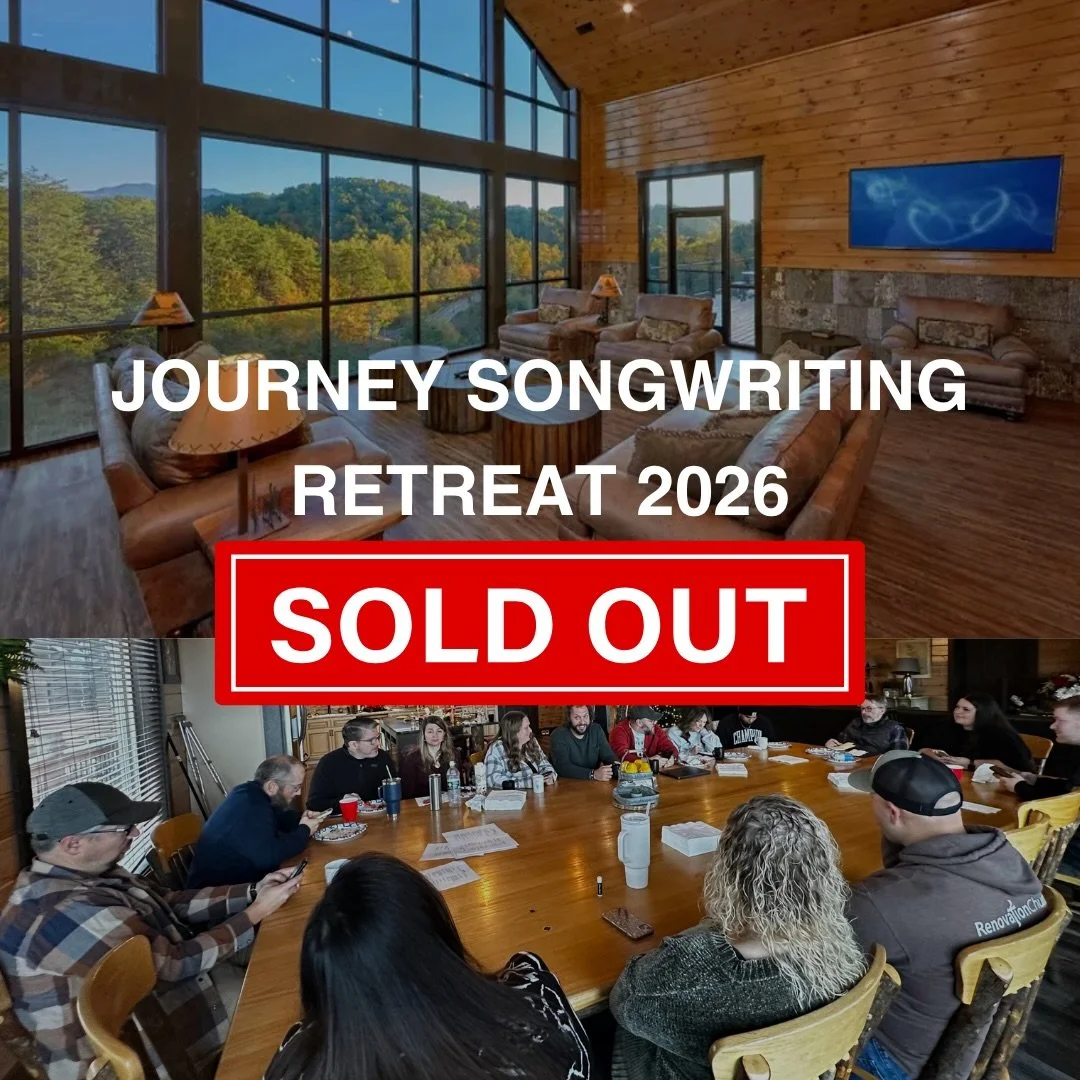 OFFICIALLY SOLD OUT!!! 

Journey Songwriting Retreat in the Smoky Mountains is full! 

If you want to join the waitlist for 2027, send us a DM.