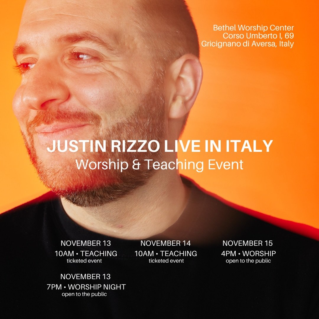 BACK IN ITALY! 🇮🇹

I am so excited to be heading back to Italy November 13&ndash;15.

I&rsquo;ll be at Bethel Worship Center in Gricignano di Aversa (near Naples) for a three-day worship and teaching event.

Come during the morning as we dive into 