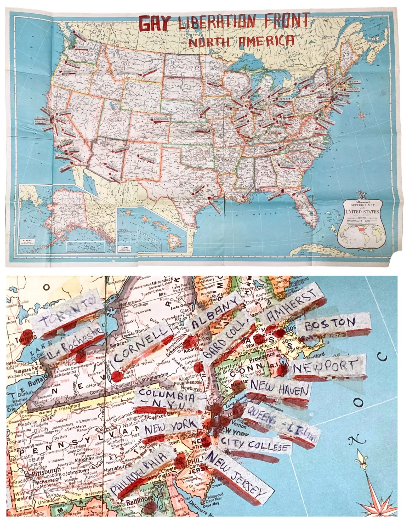Gay Liberation Front map of chapters across North America
