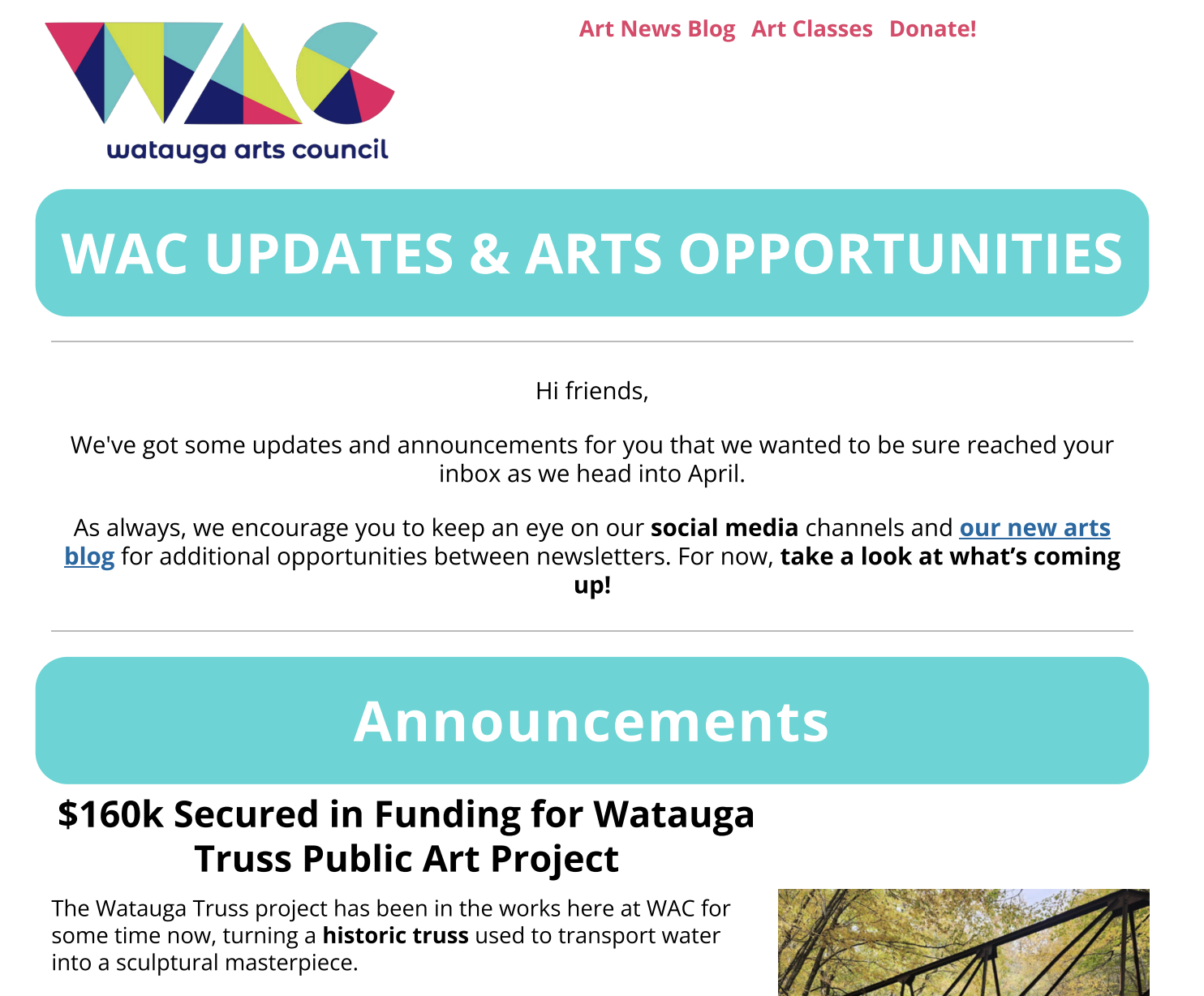 Apr. 2026 | Arts Opportunities Newsletter